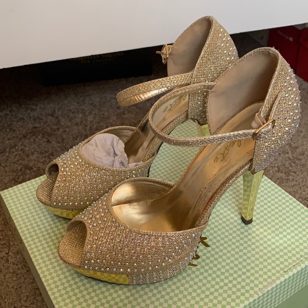 Gold Sequin Heels